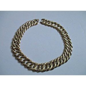 RETRO Goldtone Alternating Brush Interlocking Link 36" Necklace